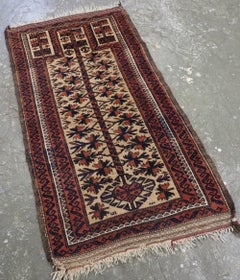 Antique Baluch Prayer Rug, Camel Ground w/ Tree Of Life, Small Size, Circa 1900