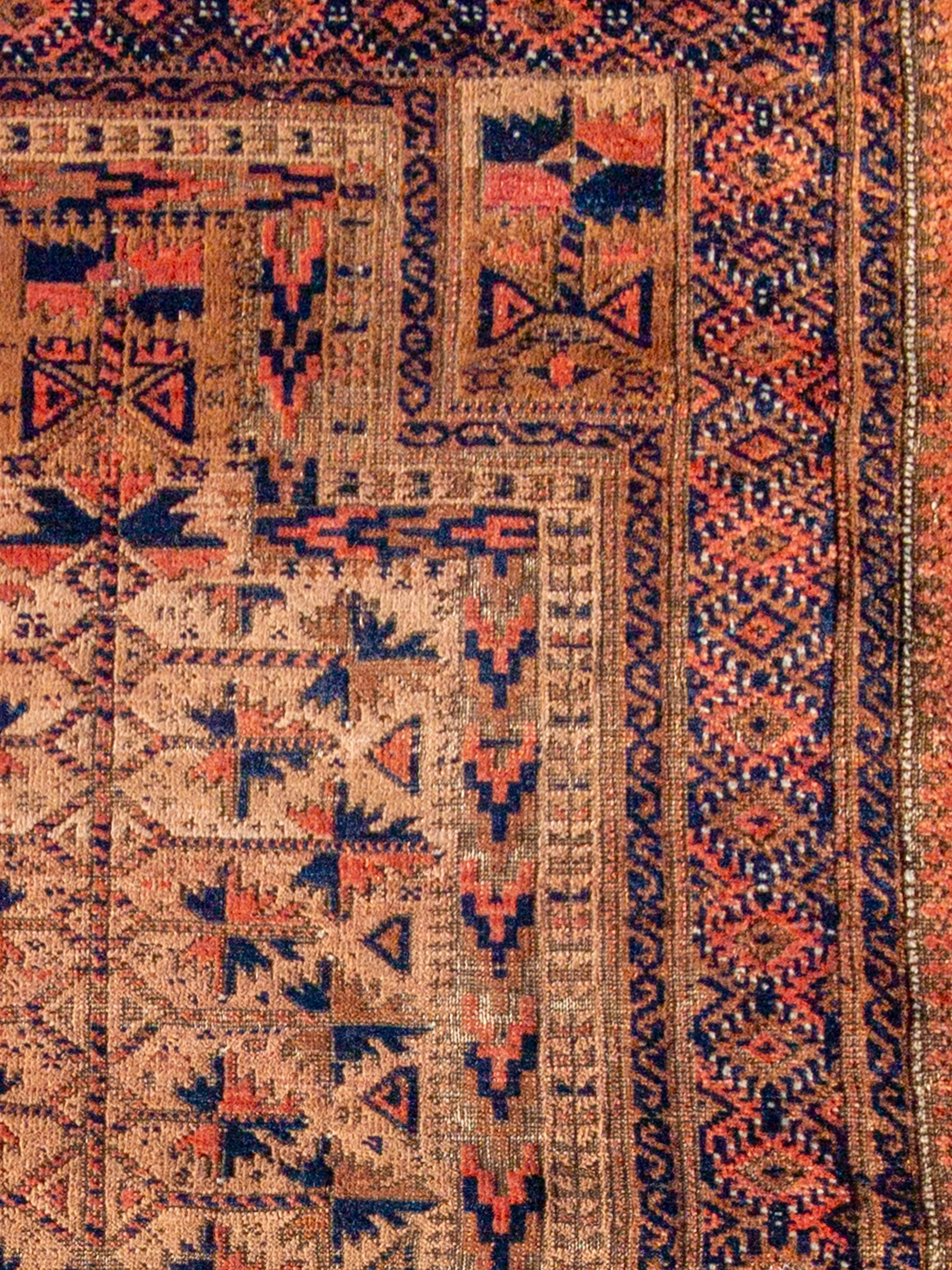 Antigua alfombra de oración baluch, finales del siglo XIX, 2'11