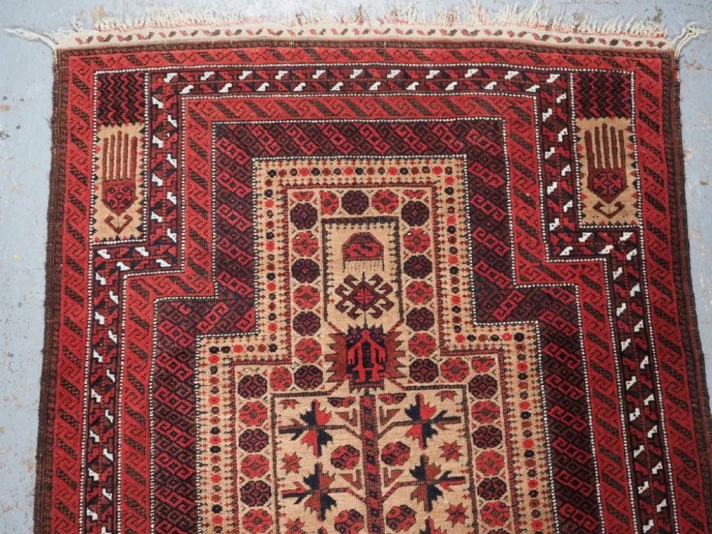 Unknown Antique Baluch Prayer Rug With Unusual Human Figure, Circa 1880 For Sale