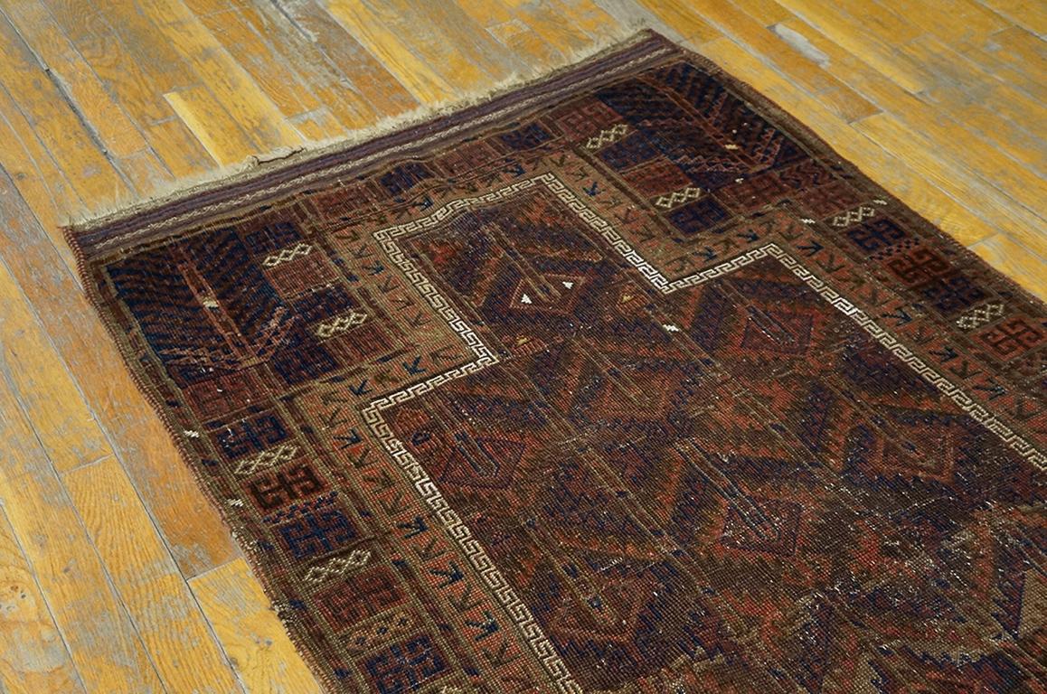 Late 19th Century 19th Century Persian Baluch Prayer Carpet ( 3' x 4' 6'' - 92 x 137 cm ) For Sale