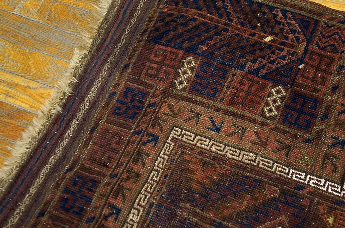 19th Century Persian Baluch Prayer Carpet ( 3' x 4' 6'' - 92 x 137 cm ) For Sale 2