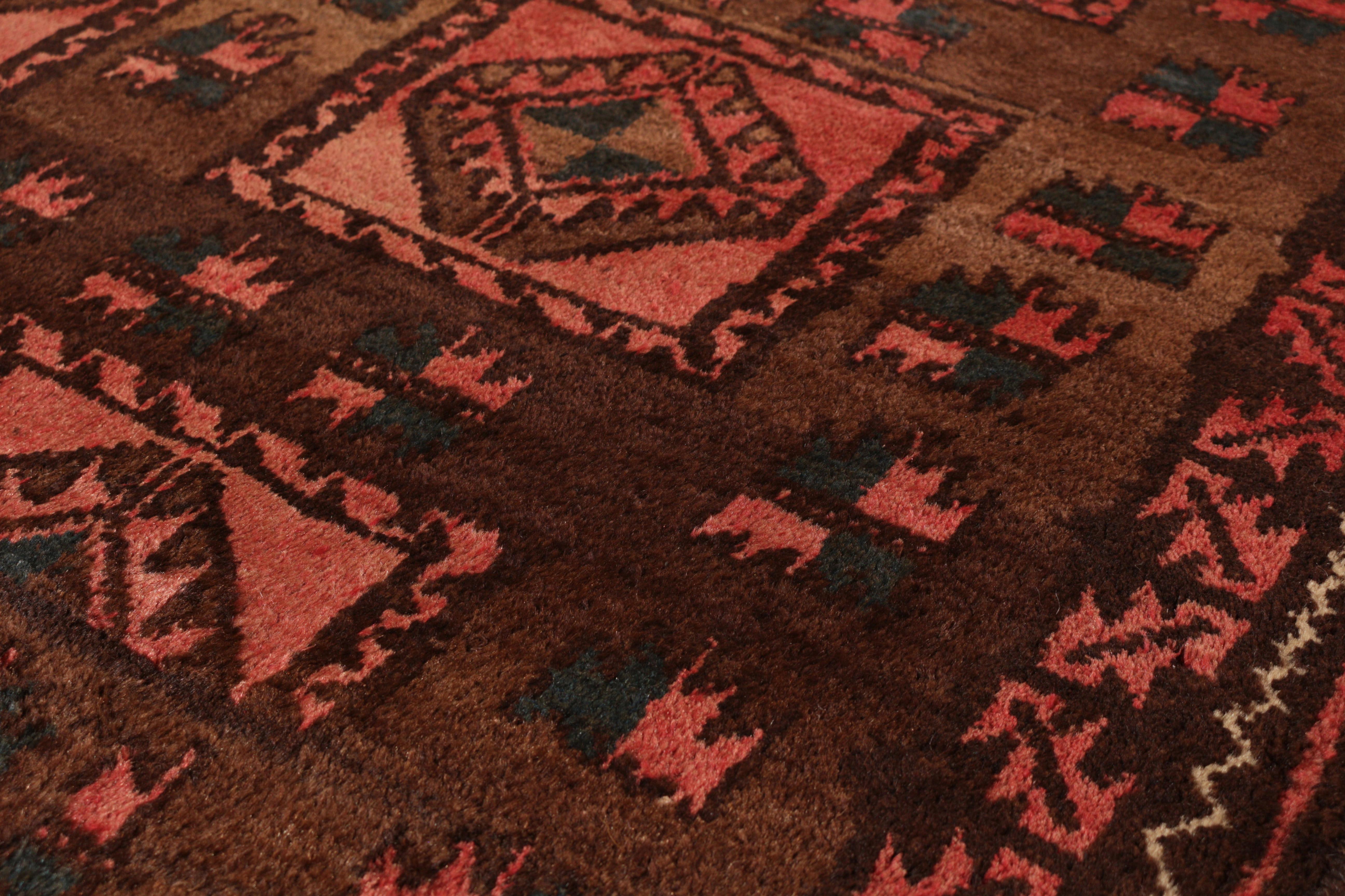 Antique Baluch Rug Brown and Pink-Red Persian Tribal Pattern by Rug & Kilim In Good Condition For Sale In Long Island City, NY