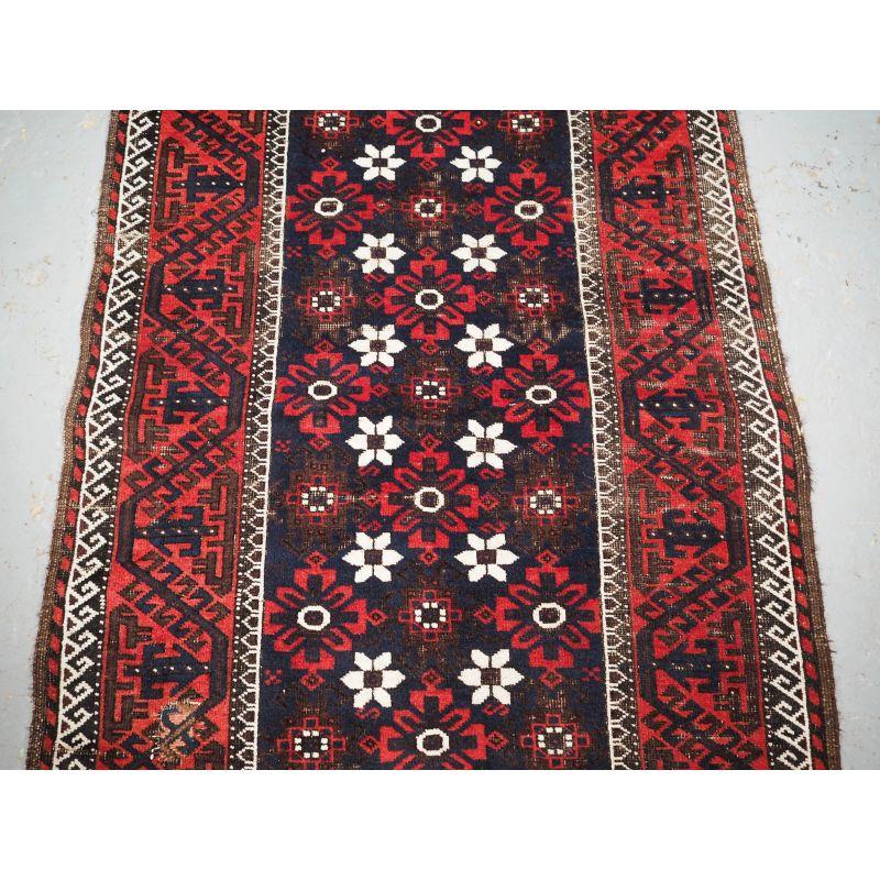 Antique Baluch Rug from Western Afghanistan / Eastern Persia In Fair Condition For Sale In Moreton-In-Marsh, GB