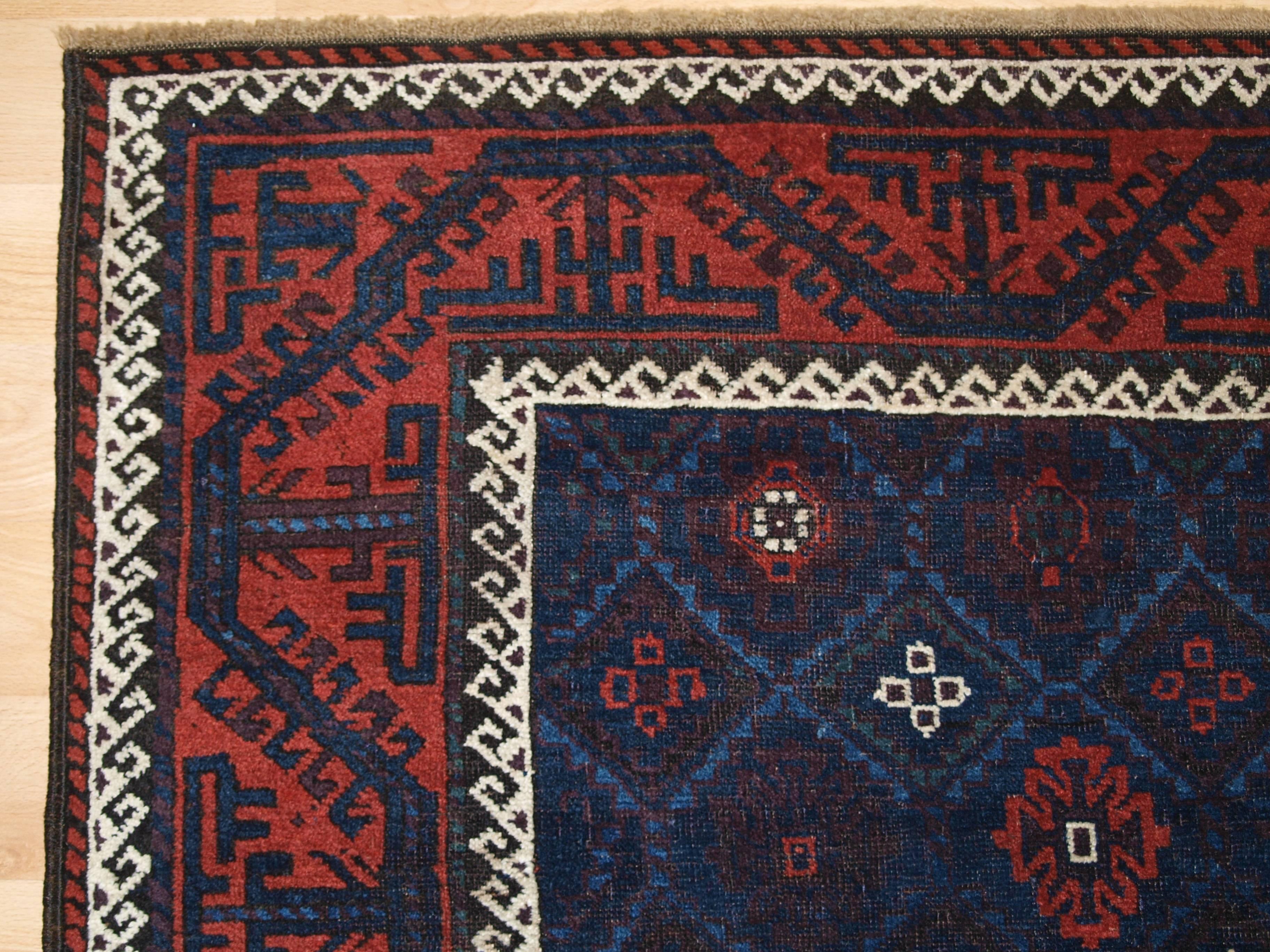 Antique Baluch Rug from Western Afghanistan or Eastern Persia In Excellent Condition For Sale In Moreton-in-Marsh, GB