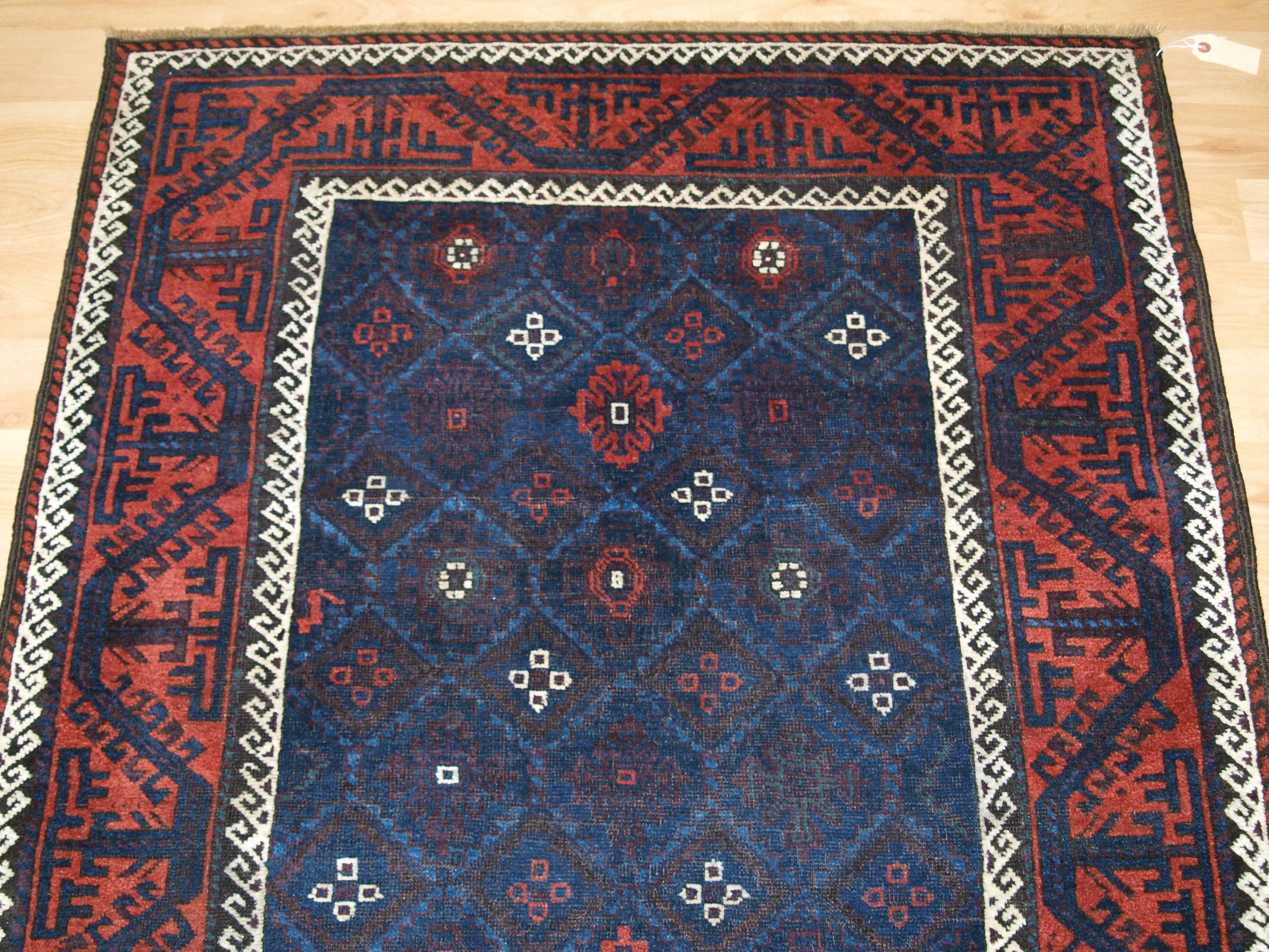 Wool Antique Baluch Rug from Western Afghanistan or Eastern Persia For Sale