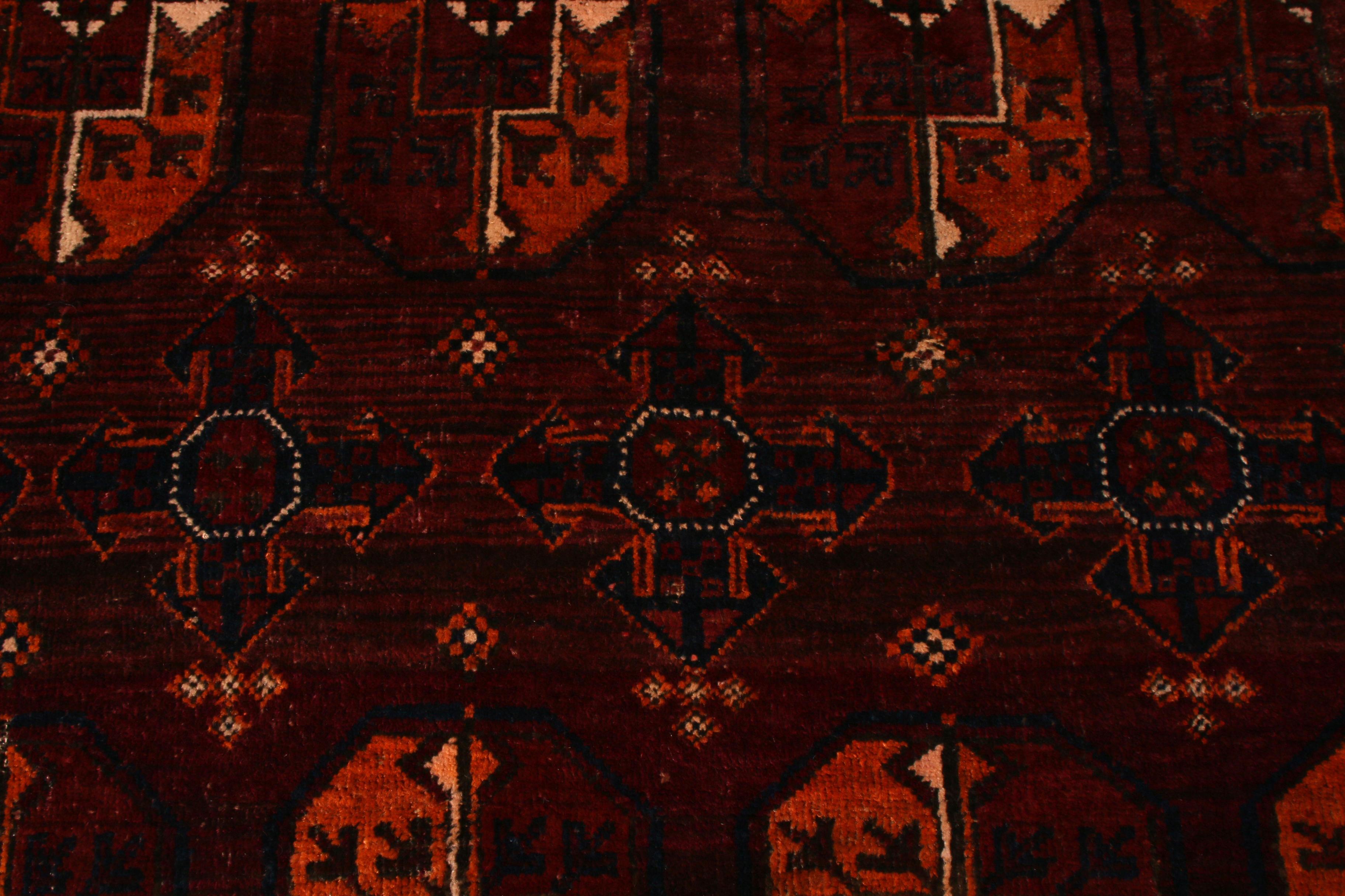 Antique Baluch Rug Geometric Red Orange Hand-Knotted Persian by Rug & Kilim In Good Condition In Long Island City, NY