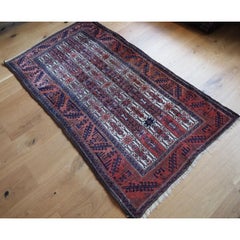 Antique Baluch Rug With Scarce White Ground Stripe Design, Circa 1900