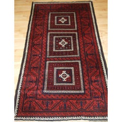Antique Baluch Rug with Three Compartment Design