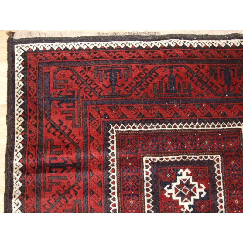 Turkmen Antique Baluch Rug with Three Compartment Design For Sale