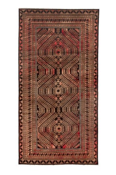 Antique Baluch Runner with Serrated Diamond Medallions and Tribal Motifs