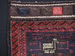Antique Baluch saddle bag face with 'bird' design.  Circa 1900.
