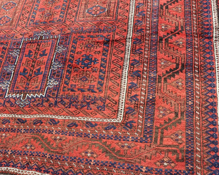 Antique Baluch Tribal Rug with AllOver Geometric Diamond Design in Red