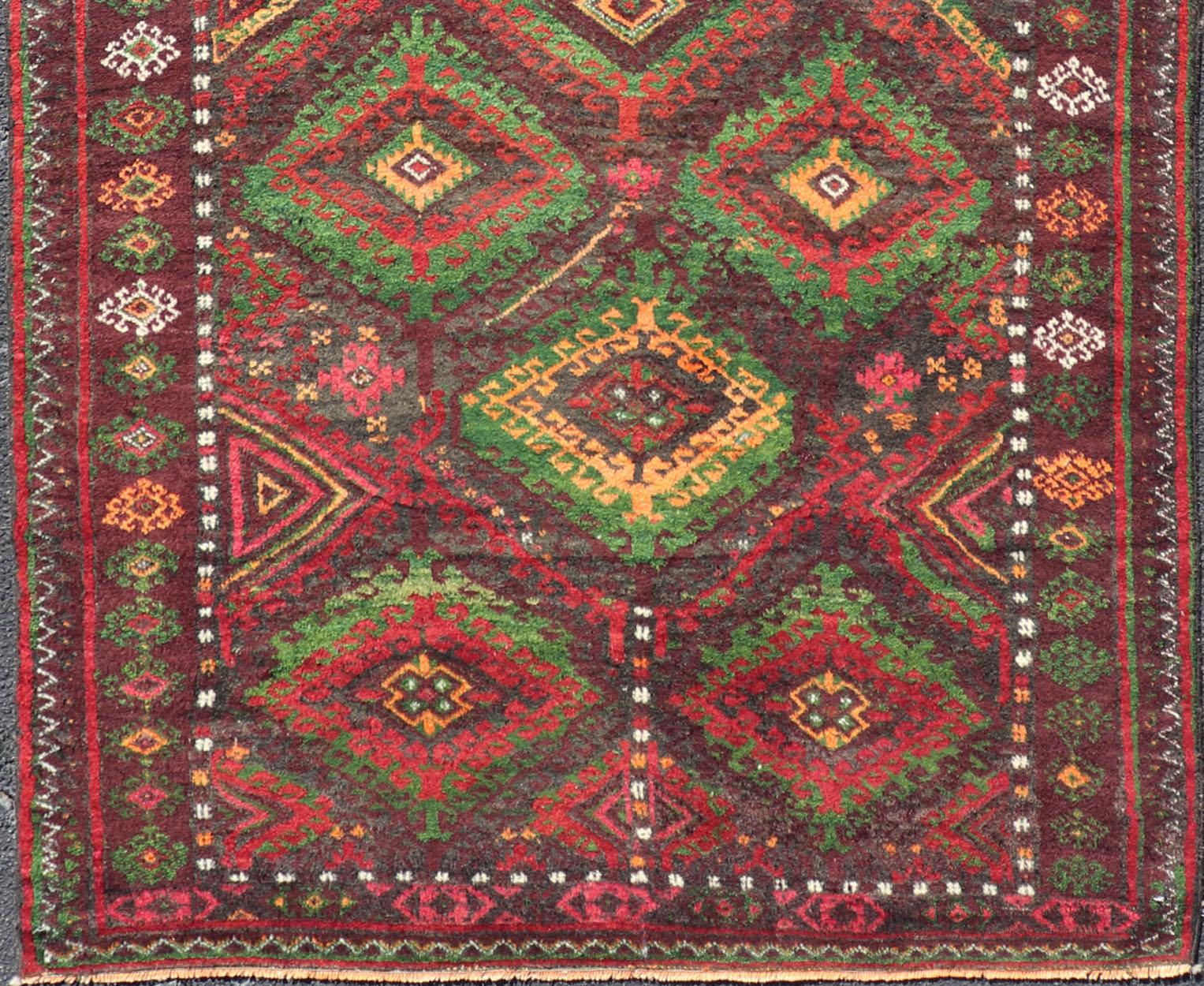 Antique Baluch Tribal Rug with All-Over Geometric in Colorful Design and Motifs  In Good Condition For Sale In Atlanta, GA
