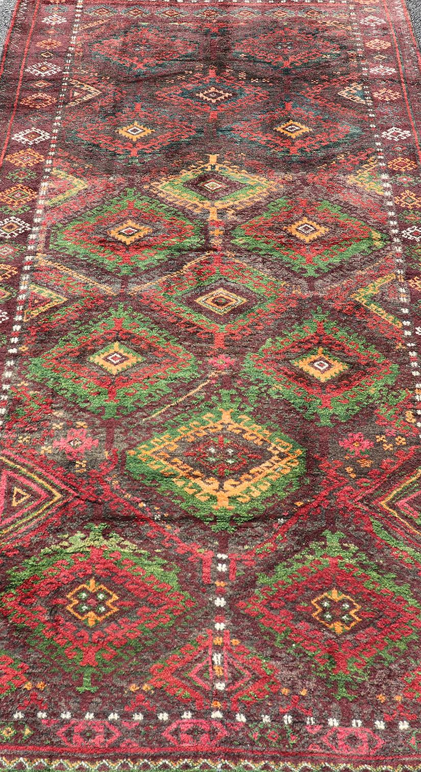 20th Century Antique Baluch Tribal Rug with All-Over Geometric in Colorful Design and Motifs  For Sale