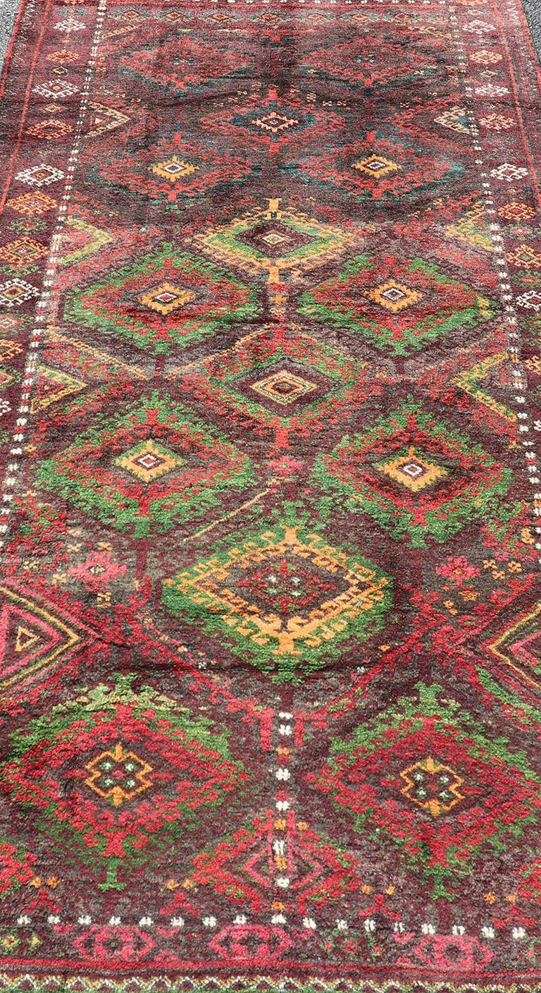 Antique Baluch Tribal Rug with AllOver Geometric in Colorful Design