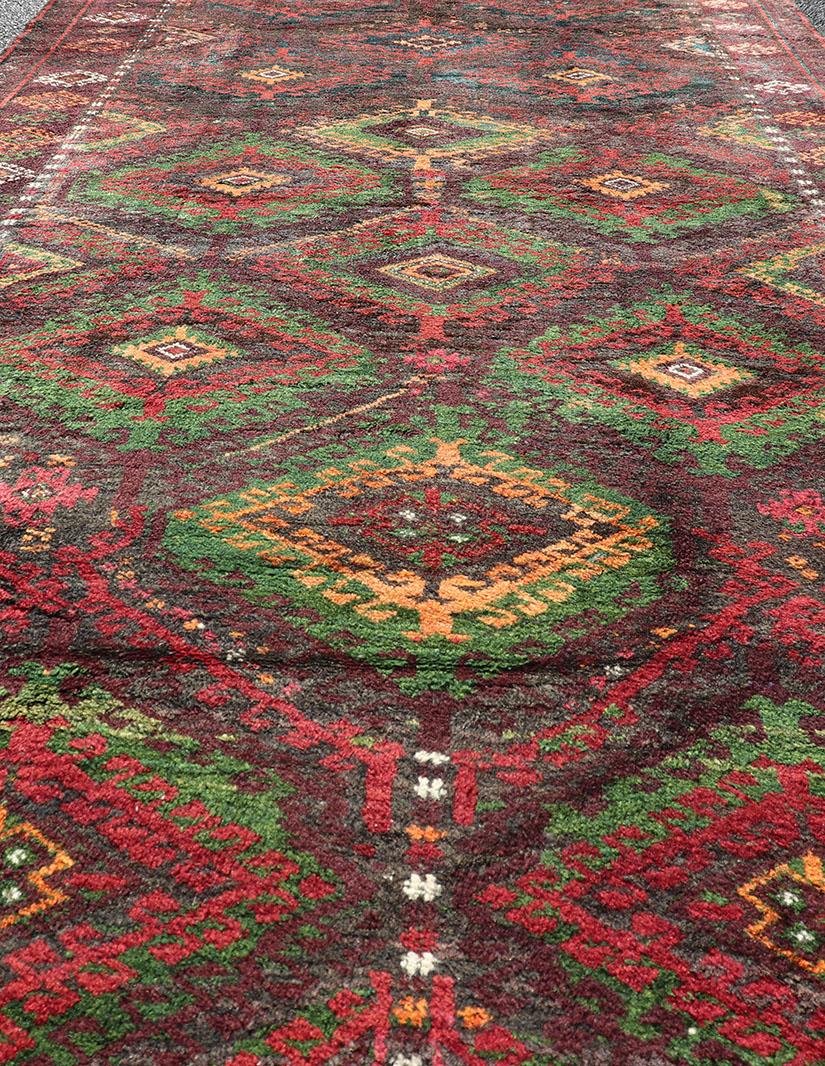 Wool Antique Baluch Tribal Rug with All-Over Geometric in Colorful Design and Motifs  For Sale