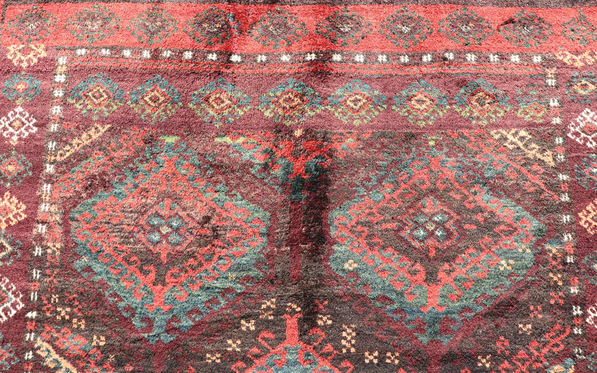 Antique Baluch Tribal Rug with All-Over Geometric in Colorful Design and Motifs  For Sale 2