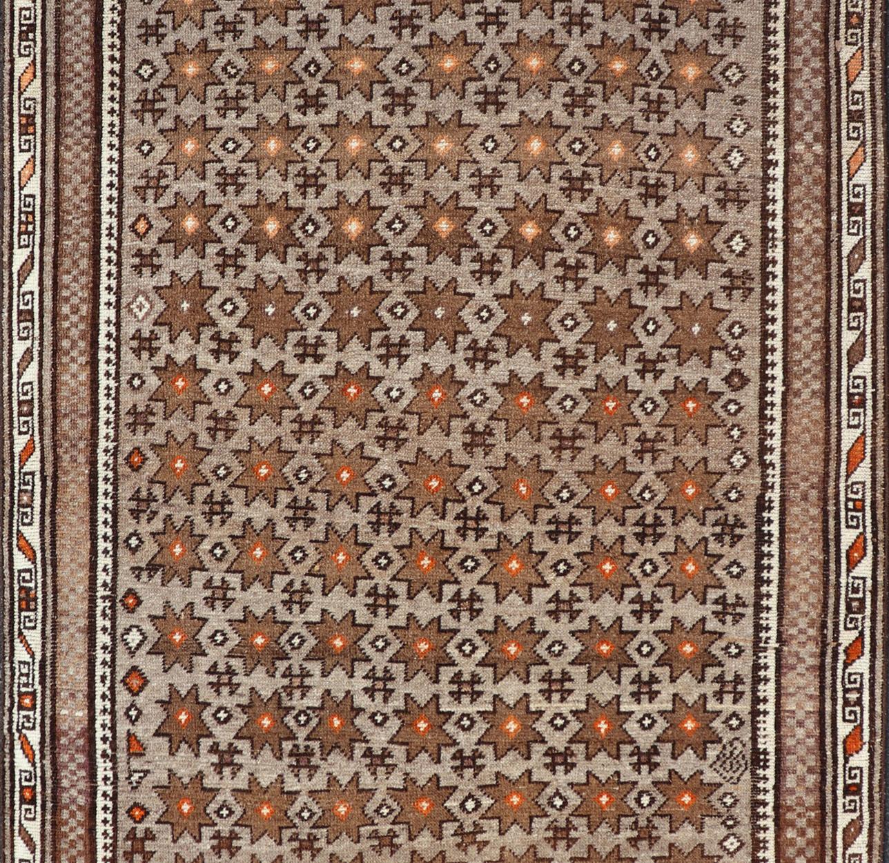 Turkestan Antique Baluch Tribal Rug with Allover Geometric Diamond Design on a Grey Ground For Sale
