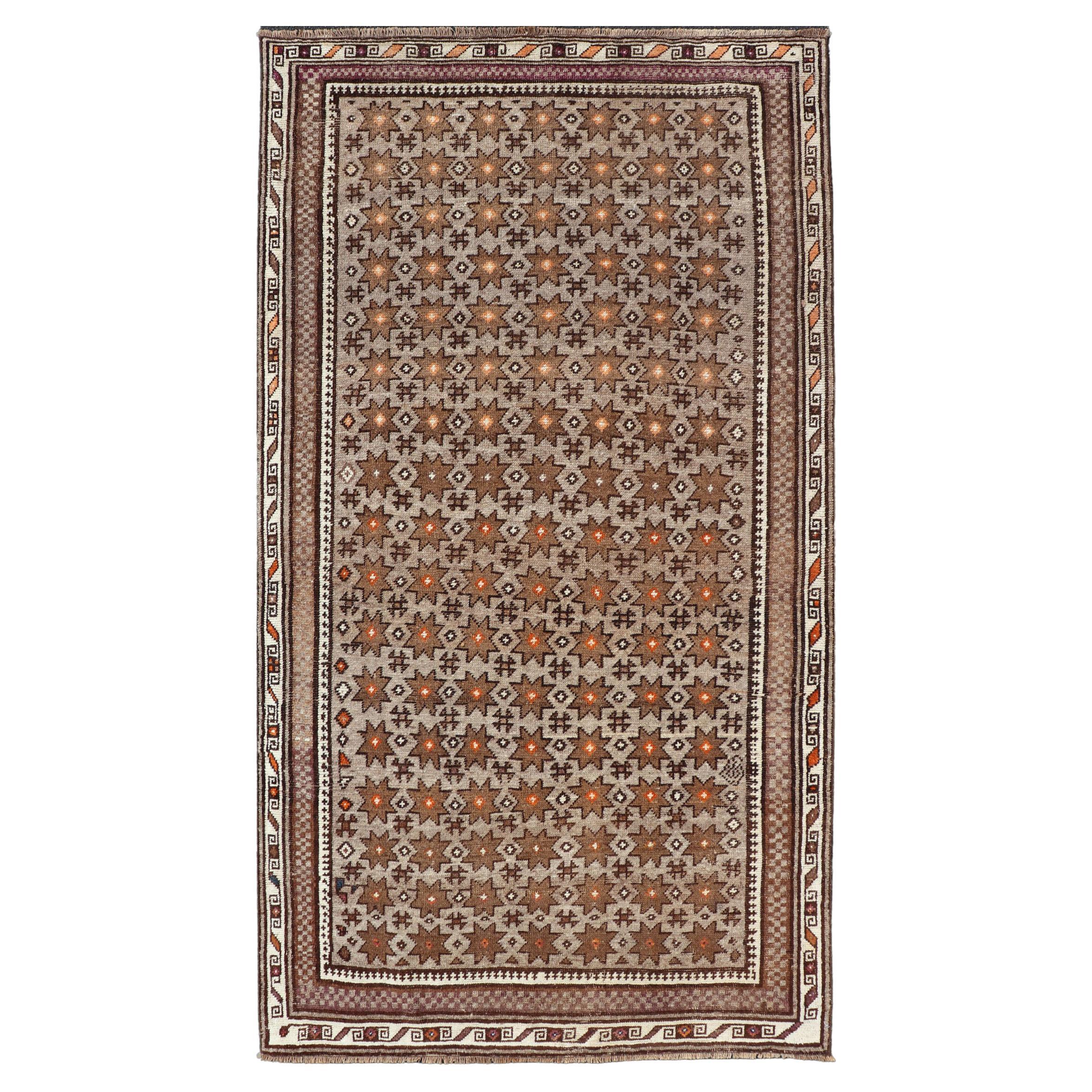 Antique Baluch Tribal Rug with Allover Geometric Diamond Design on a Grey Ground