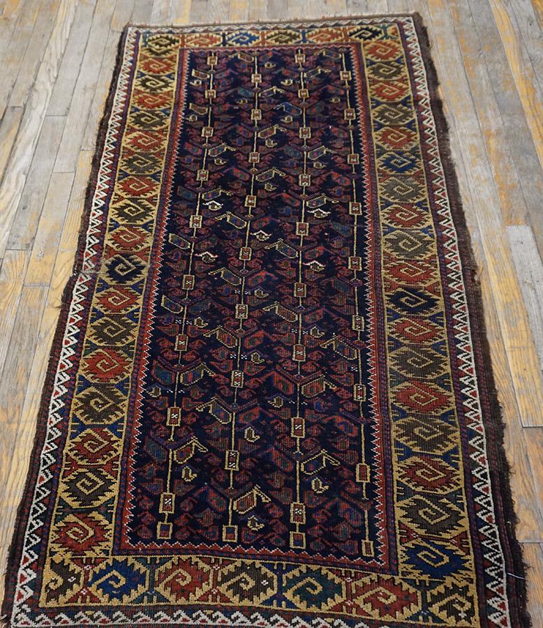 Hand-Knotted Late 119th Century Persian ( Arab ) Baluch Carpet ( 2'10