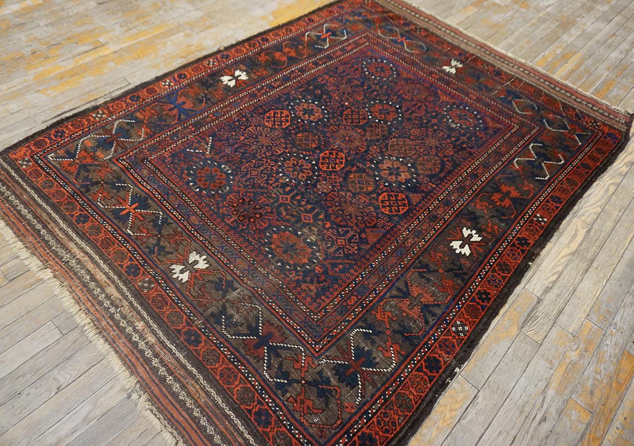 Tribal 19th Century Afghan Baluch Carpet ( 4'4