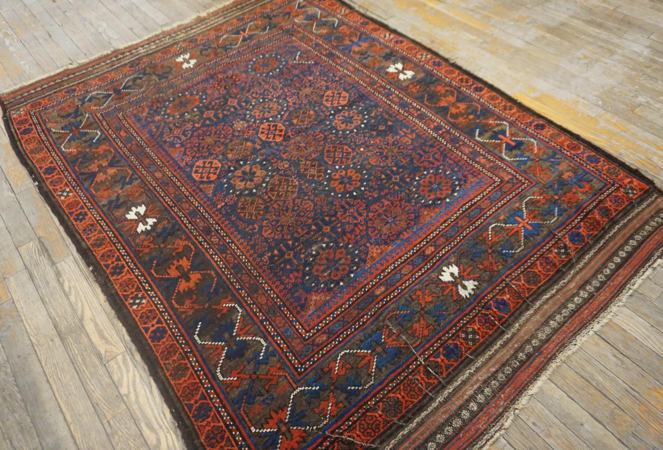 Hand-Knotted 19th Century Afghan Baluch Carpet ( 4'4