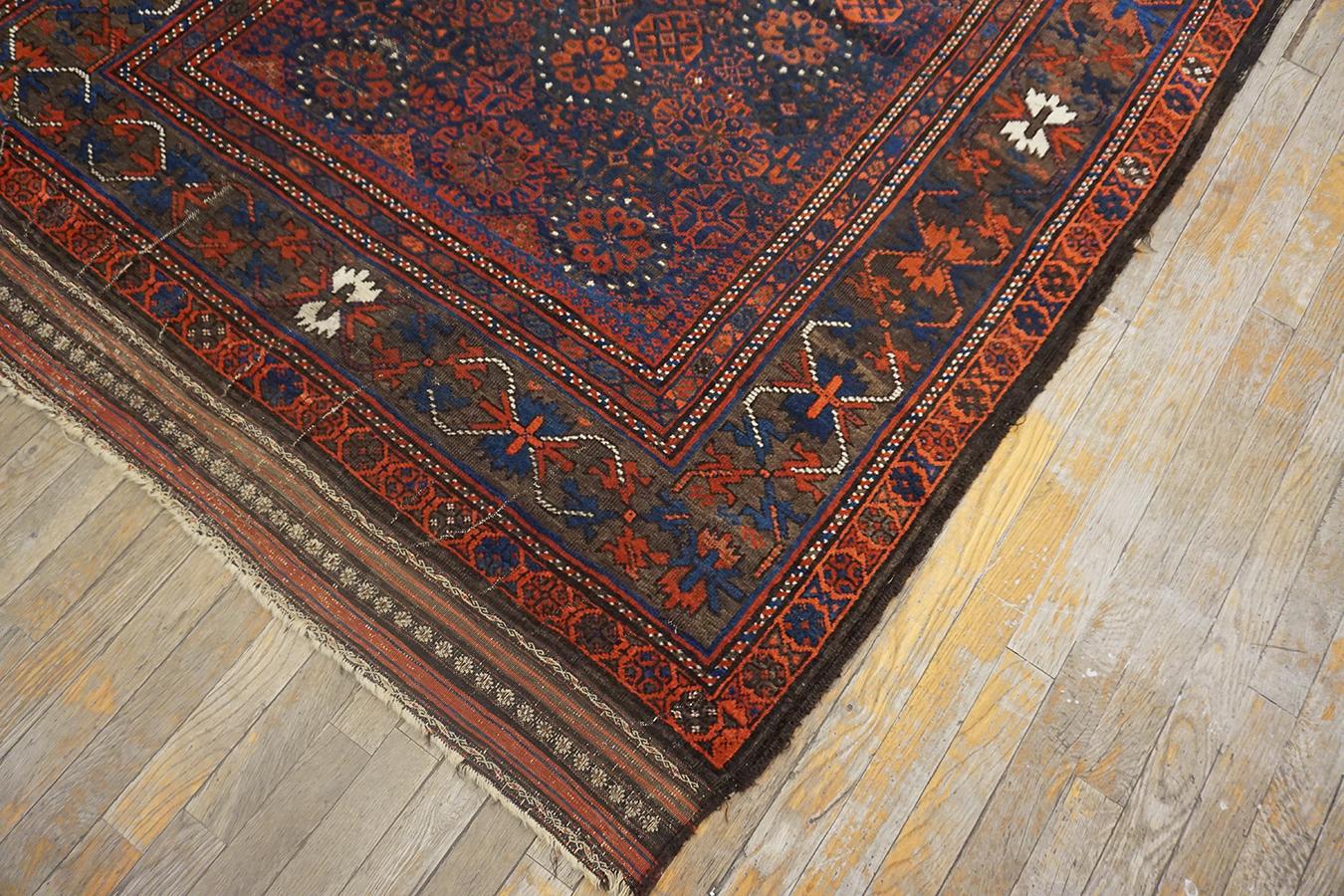 Wool 19th Century Afghan Baluch Carpet ( 4'4