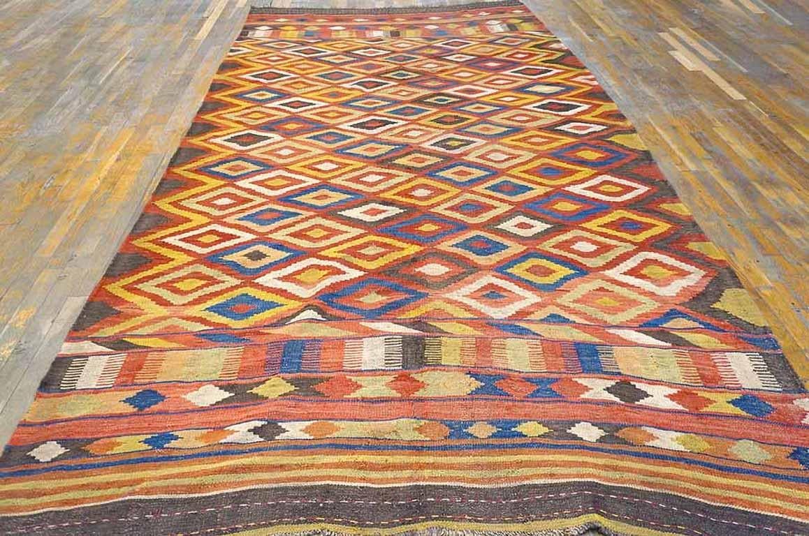 Hand-Woven 19th Century Afghan Maimana Flat-weave Carpet ( 5'9