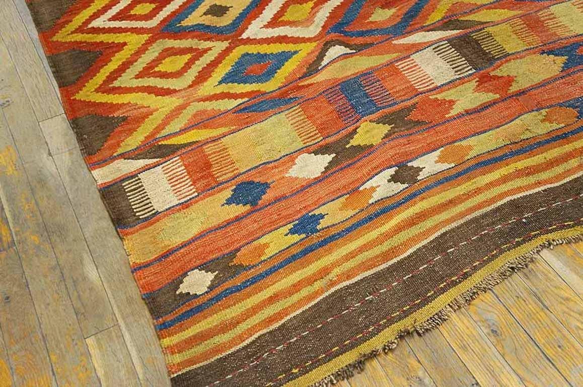Late 19th Century 19th Century Afghan Maimana Flat-weave Carpet ( 5'9