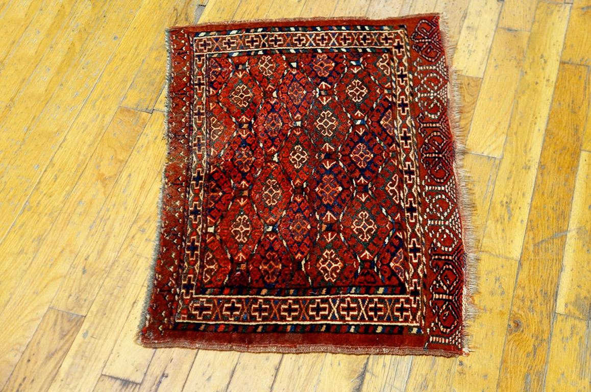 Antique Baluch Turkmen rug, size: 1'6