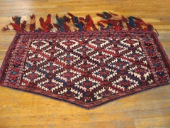 1870s Red Tribal Antique Asian Turkmen Yamoud Asmalyk Rug 2'4"x 4'2" Wool Carpet