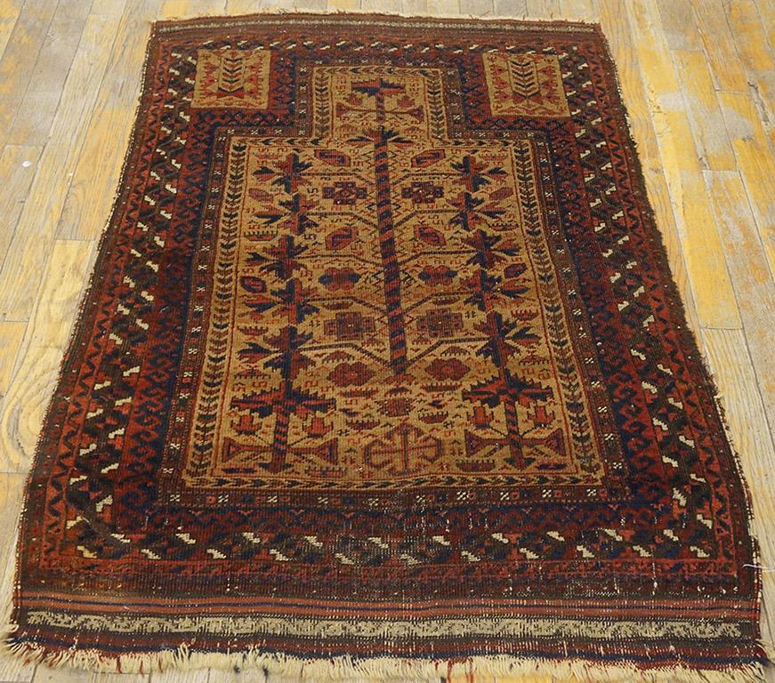 Antique Baluch-Turkmen rug, size: 2'8