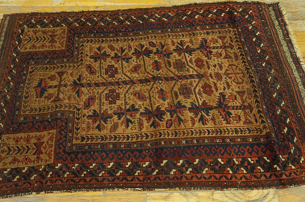 Late 19th Century Antique Baluch Turkmen Rug 2' 8