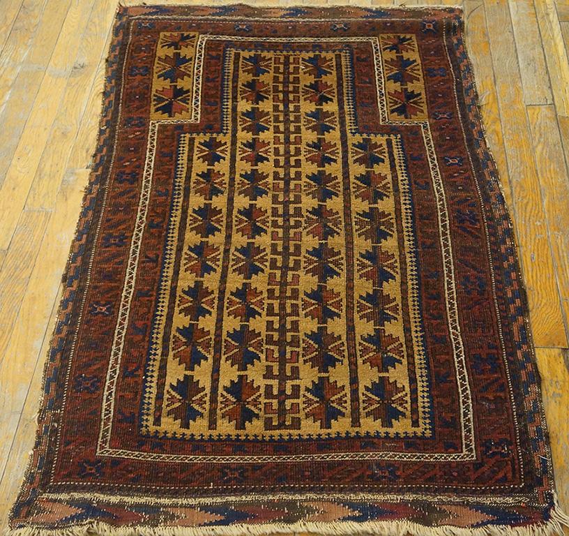 Antique Baluch-Turkmen rug, size: 2'9