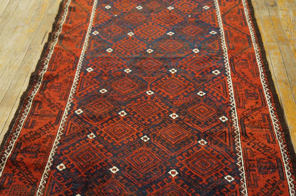 Late 19th Century Early 20th Century N.E. Persian Baluch Carpet ( 3'8