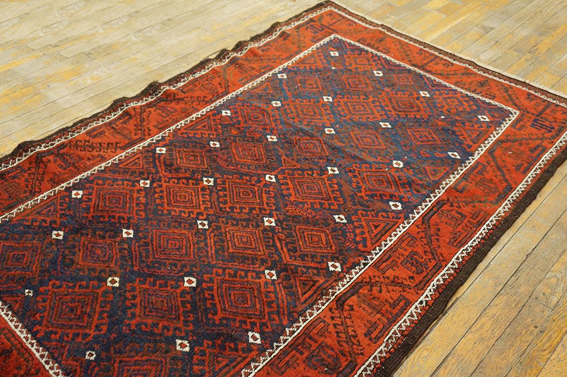 Wool Early 20th Century N.E. Persian Baluch Carpet ( 3'8