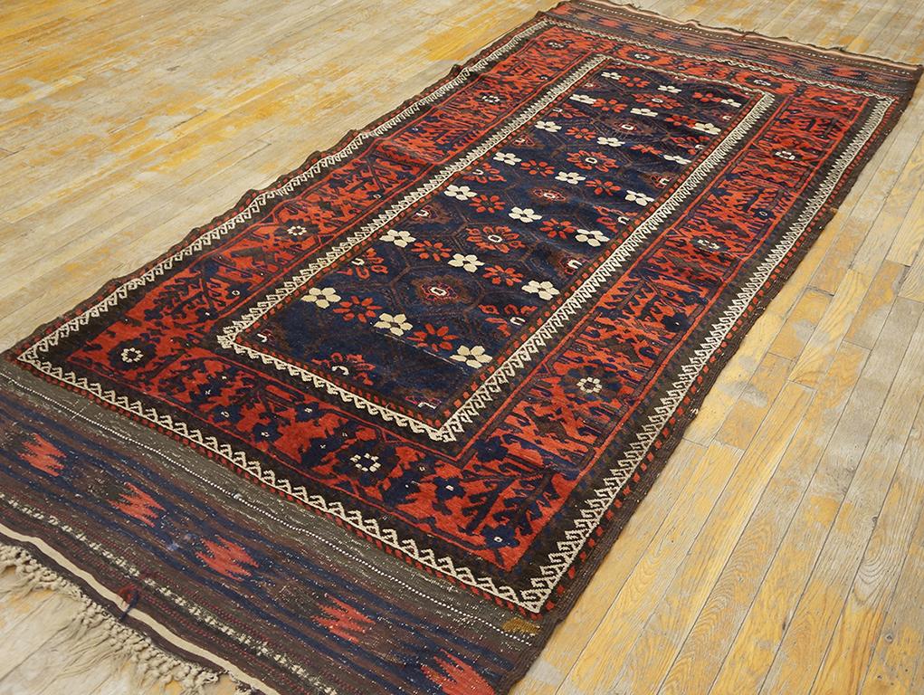 19th Century N.E. Persian Khorassan Baluch Carpet ( 4' x 8'9