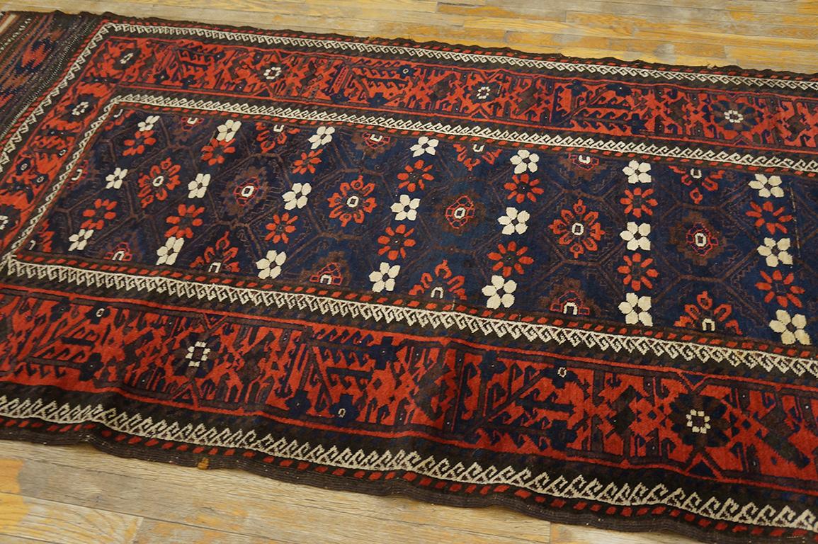 Late 19th Century 19th Century N.E. Persian Khorassan Baluch Carpet ( 4' x 8'9