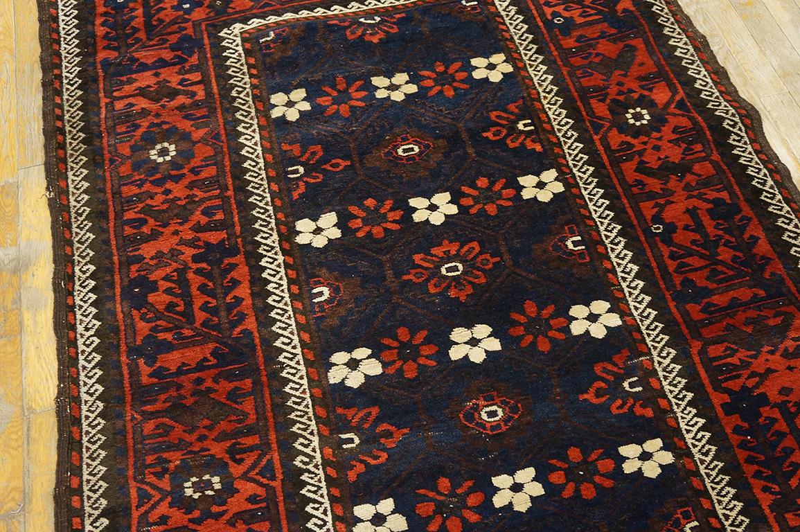 Wool 19th Century N.E. Persian Khorassan Baluch Carpet ( 4' x 8'9