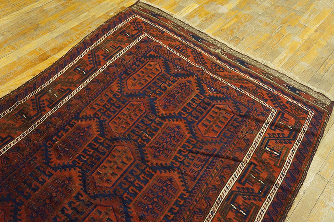 Tribale Tappeto afghano Baluch del XIX secolo ( 4'9