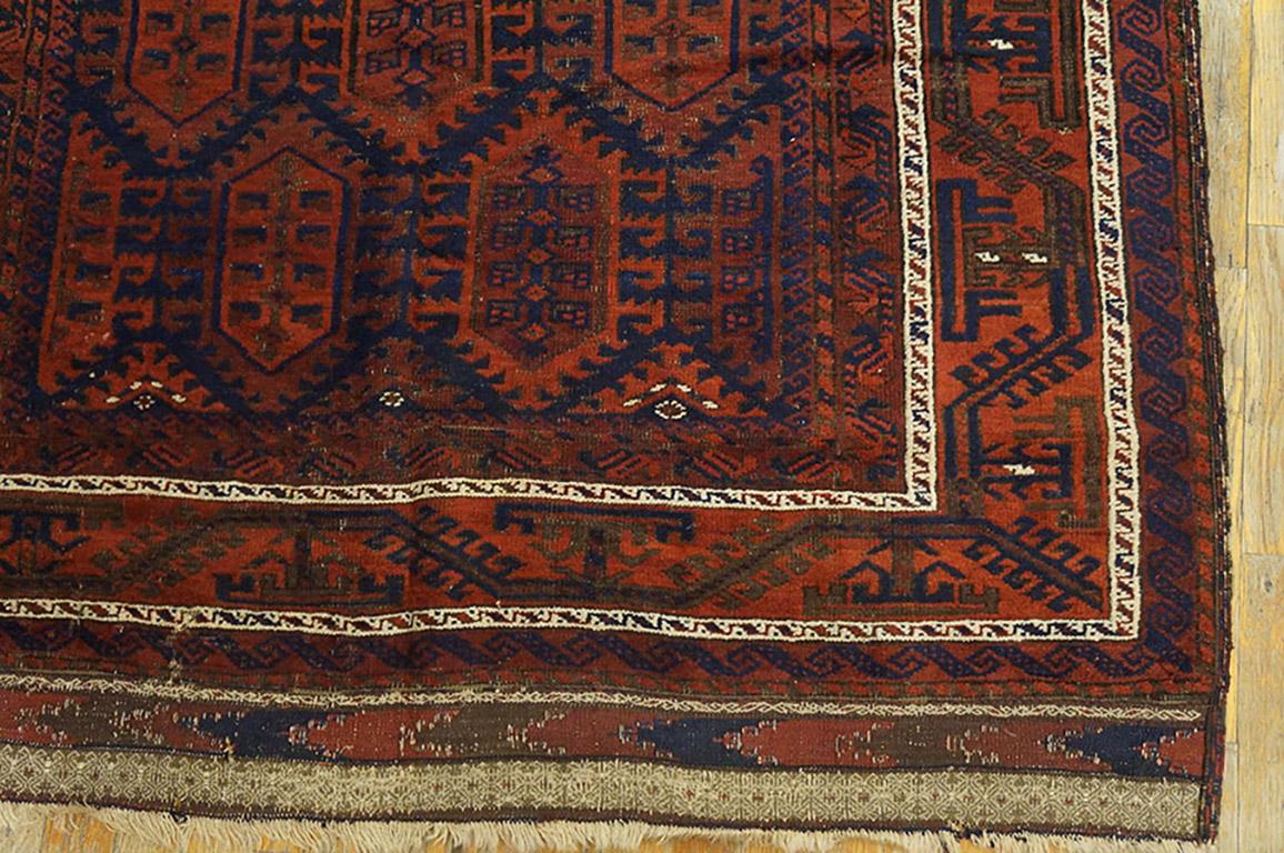 Hand-Knotted Antique Baluch Turkmen Rug 4' 9