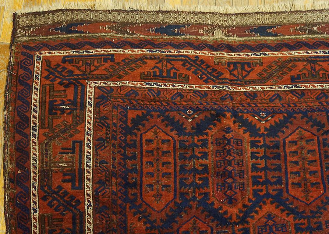 Wool Antique Baluch Turkmen Rug 4' 9