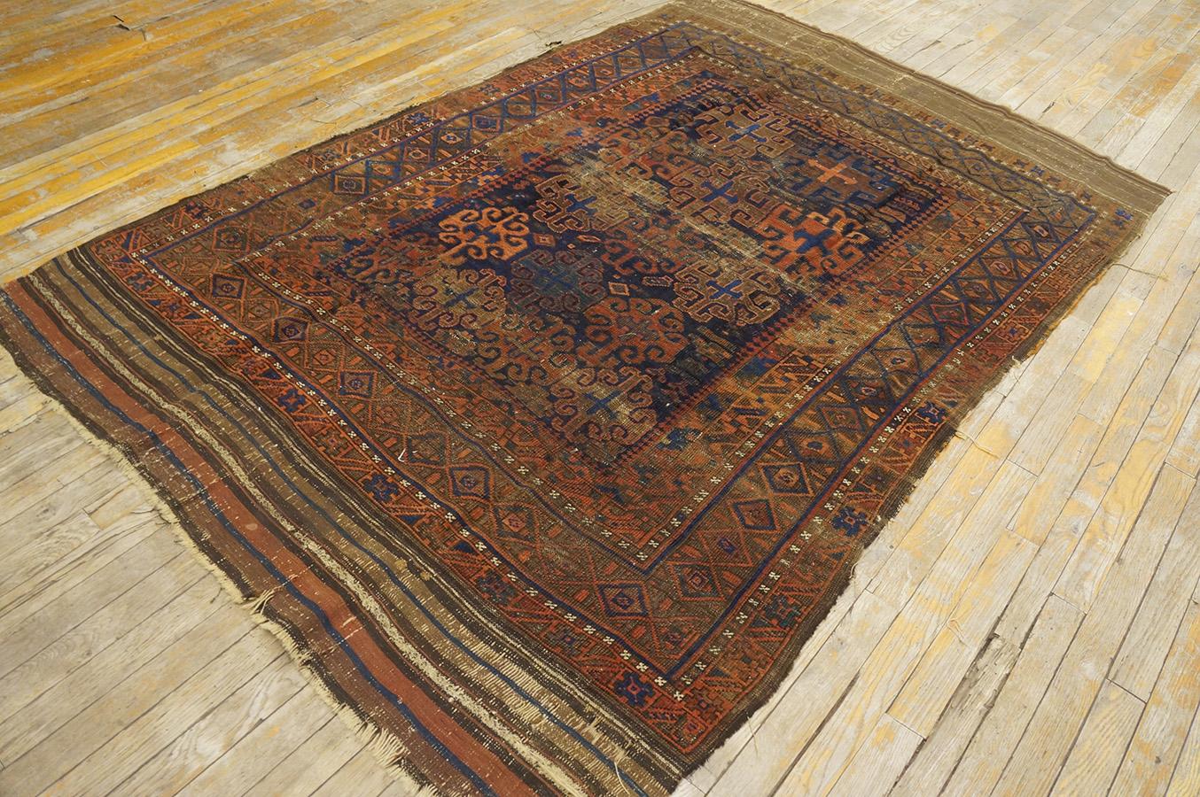 Late 19th Century 19th Century Afghan Baluch Main Carpet ( 5' x 7' - 152 x 213 cm ) For Sale