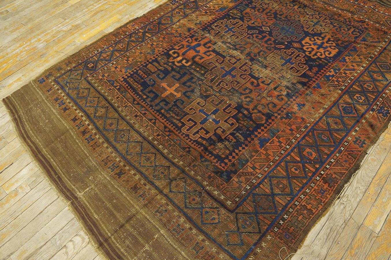 19th Century Afghan Baluch Main Carpet ( 5' x 7' - 152 x 213 cm ) For Sale 1