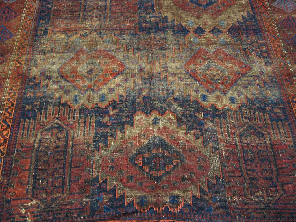 Wool 19th Century Persian Baluch Carpet ( 6'2