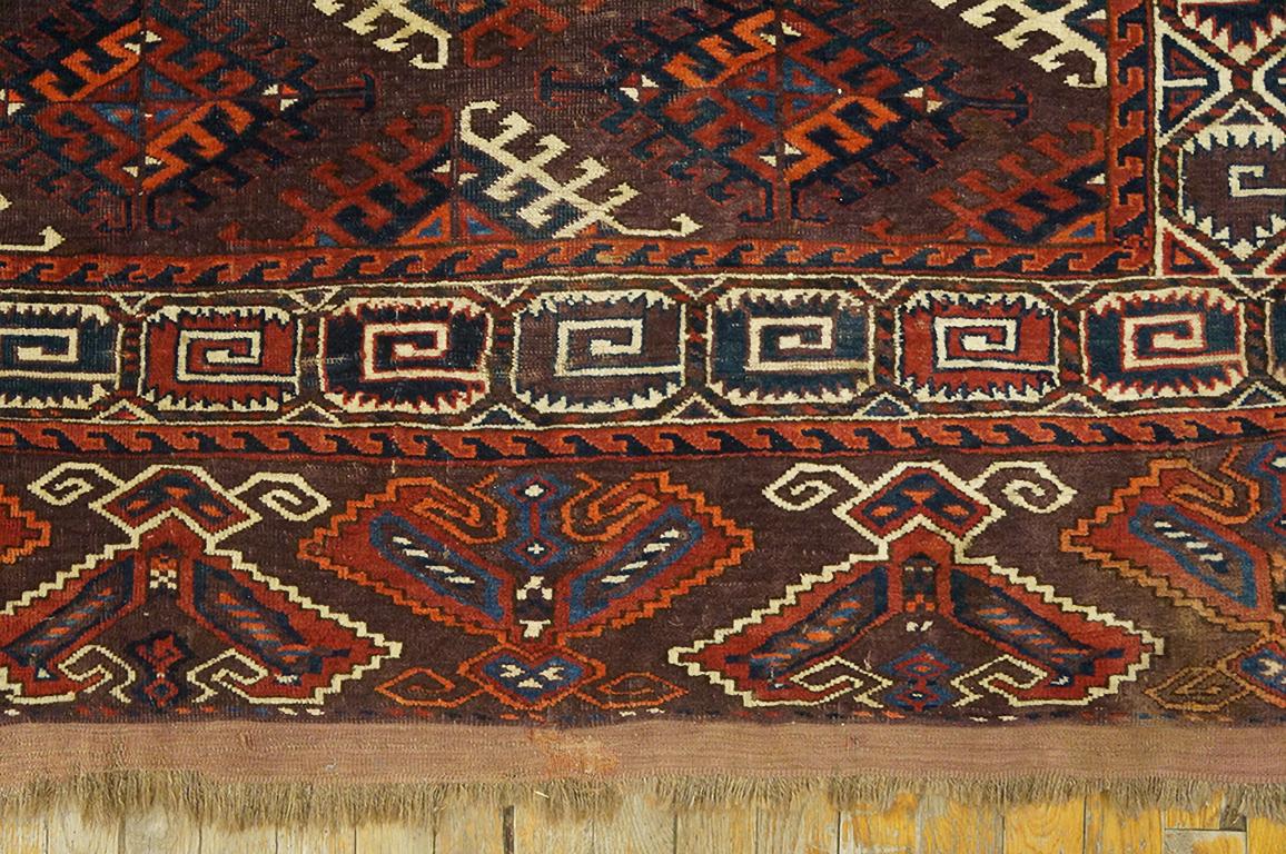 Hand-Knotted 19th Century Russian Yamoud Turkmen Carpet ( 6'3