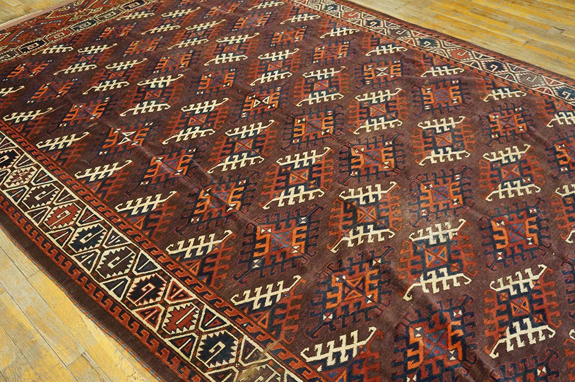 Late 19th Century 19th Century Russian Yamoud Turkmen Carpet ( 6'3