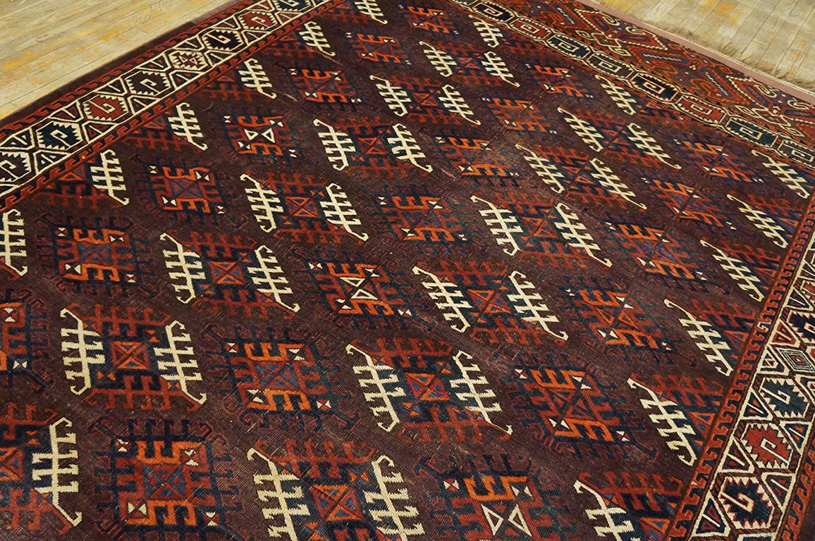 Wool 19th Century Russian Yamoud Turkmen Carpet ( 6'3