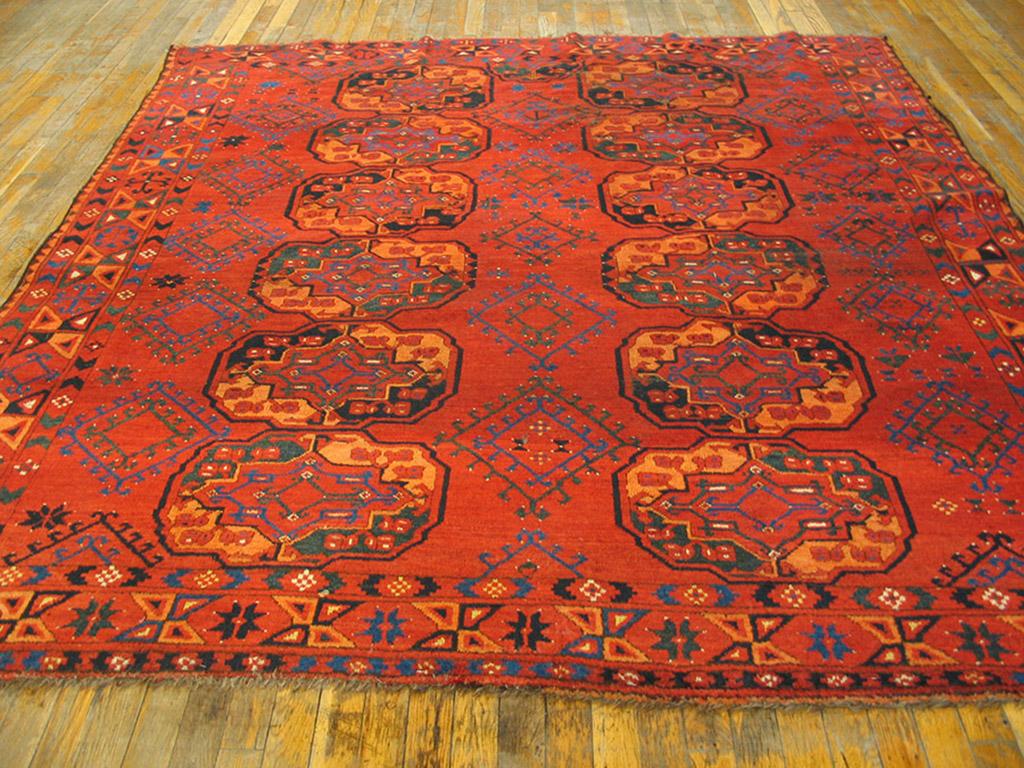 19th Century Central Asian Ersari Turkmen Carpet ( 7'2