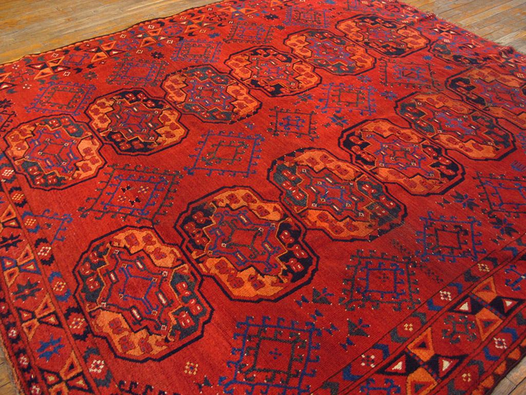 Afghan 19th Century Central Asian Ersari Turkmen Carpet ( 7'2